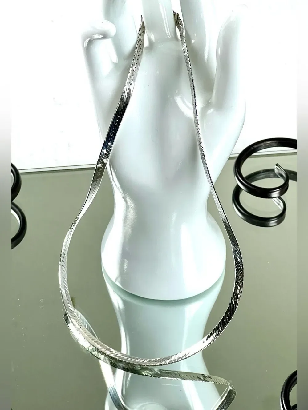 Italy 925 Sterling Silver Herringbone Necklace 20